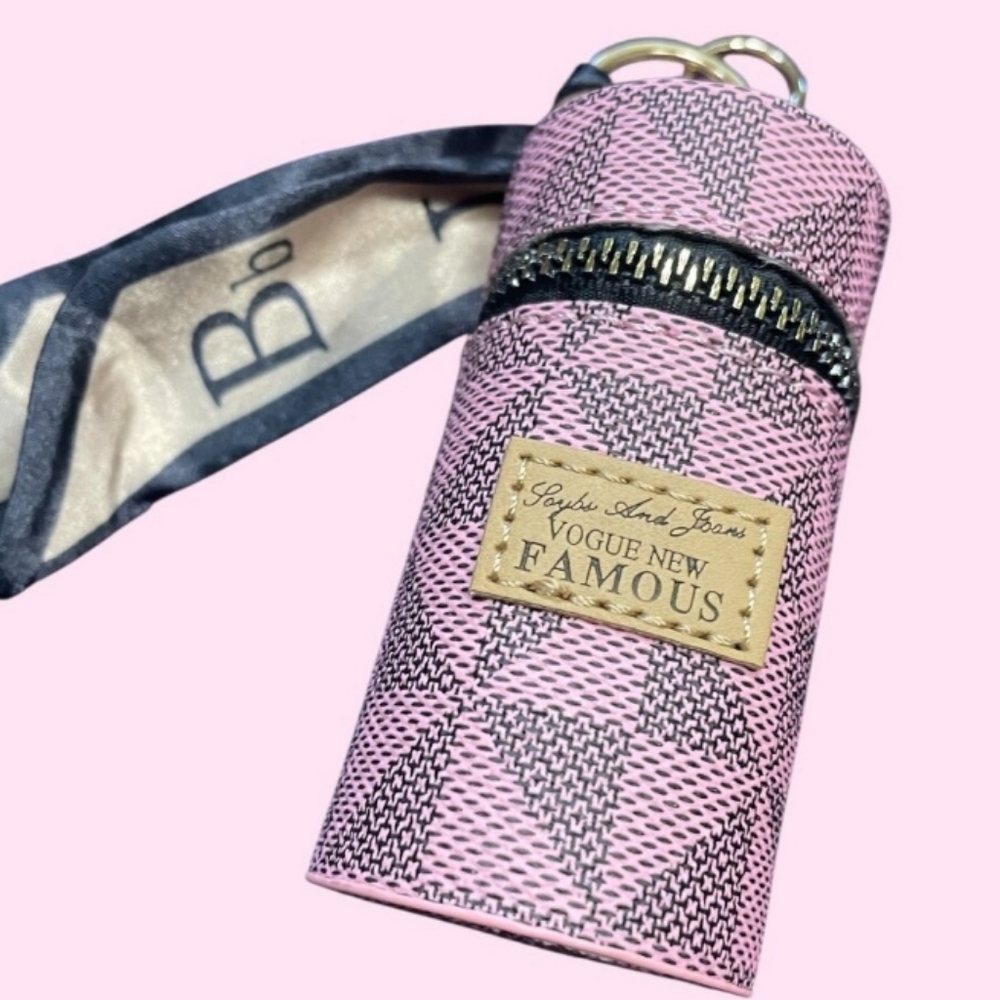 1pc Cosmetic Case Keychain Mini Round Cylinder Lipgloss/Coin Purse Storage Pouch - Picture 3 of 3